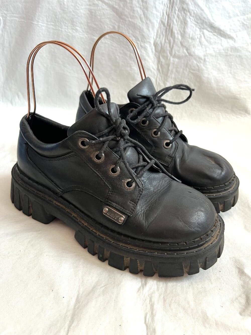 UNIF platform shoes Trail black leather chunky soles womens 9 lace up oxfords